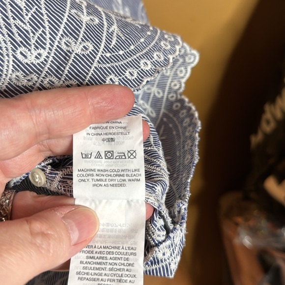 J. Crew Embroidered Stripe 100% Cotton Poplin Bell Sleeve Blouse Size Large - Picture 8 of 10